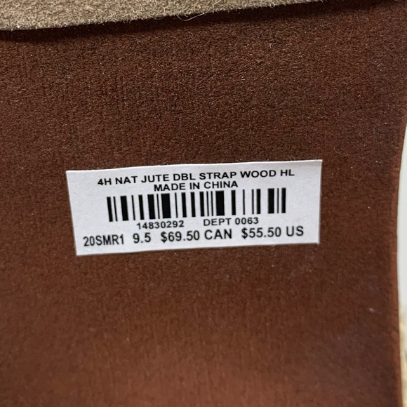 Torrid Natural Jute Brown Double Strap Wood Platform Heeled Sandals Size 9.5WW - Picture 12 of 14